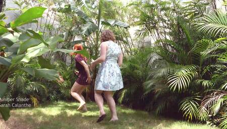 Playing with Juniper in the garden