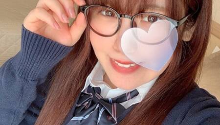 very very sensitive Japanese OTAKU girl with glasses gets orgasm several times