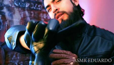 ASMR LEATHER GLOVE DOMINATION MASTER ROLE PLAY FT. LEATHER SOUNDS, LEATHER JACKET, MASCULINE MAN