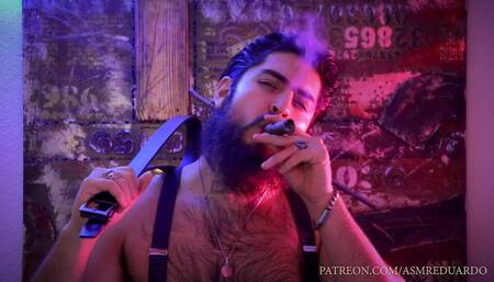 CORPORAL PUNISHMENT ROLE PLAY FT. CIGAR SMOKING, BELT, SUSPENDERS, AGGRESSION, DISCIPLINE, HAIRY CHEST, RING, BEARD, SULTRY VOICE
