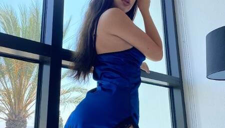 Blue lingerie, butt plug