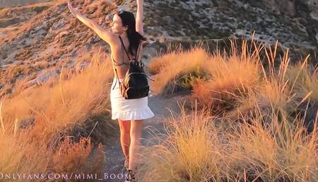 Hiking mountain blowjob and random stray dog followerd