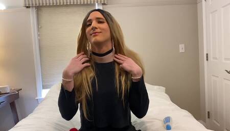Crossdresser in Female Body Suit Using Toys