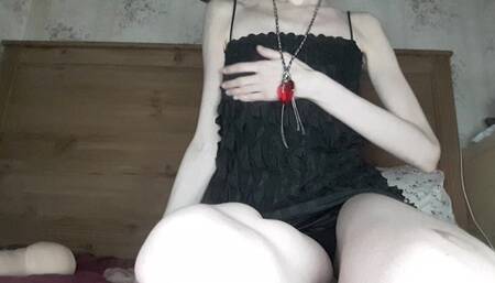 Little black dress. Home porno of hot babe.
