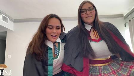 Harry Potter SEX Tape - Gryffindor & Slytherin Sluts Convince New Wizard to Join Their House