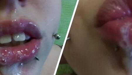 Before Christmas, the snigurochka makes a blowjob to her Santa Claus and swallows sperm