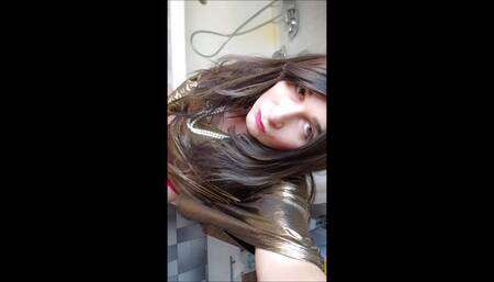 Crossdresser in bathroom