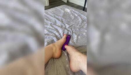 Footjob with a toy