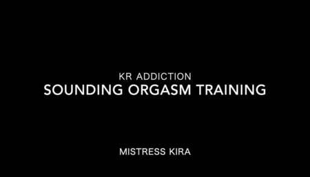 Sounding orgasm development training with film restraint
