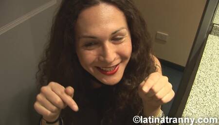 Nikki Montero sexy and horny tgirl wank and cum with a pantyhose