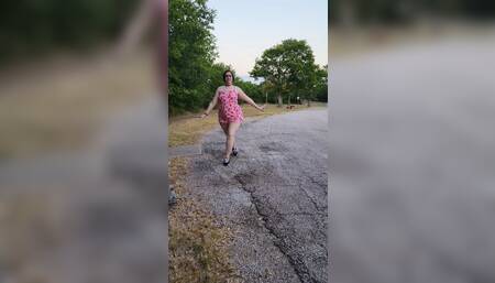 Slow motion outdoor walking