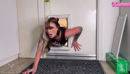Cara Day Gets Stuck in Doggy Door!