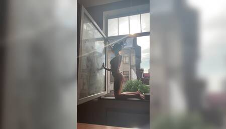 Washing window in my favorite bodysuit