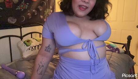 Vibrator Masturbation in Mini Dress BBW Hitachi Fuck