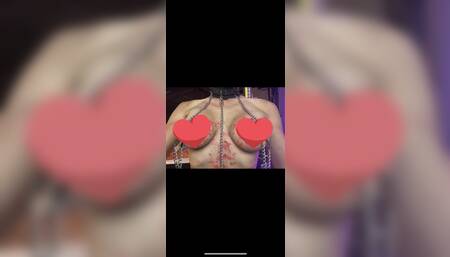 NIPPLE CLAMPS AND CANDLE WAX ALL OVER MY BODY MAKES ME SQUIRT LIKE A FOUNTAIN....