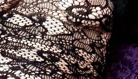 Wife's tight tight pussy almost bursts from the entry of a huge thick dildo