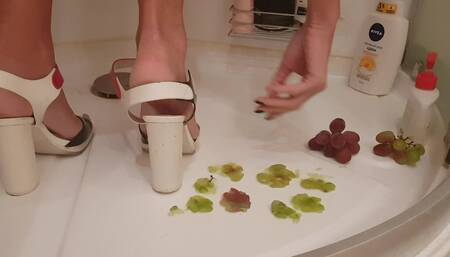 I will crush your balls and dick like this grape