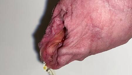 Foreskin pissing and cumshot