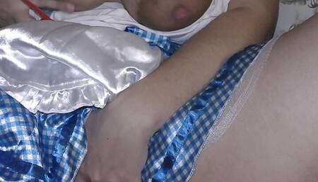 Big boobed slutty hotwife in cosplay spread her legs wife and showing her creampied fertile pussy - Milky Mari