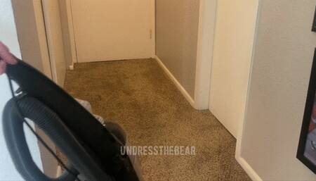 Bear in Horny Black Underwear Vacuums House