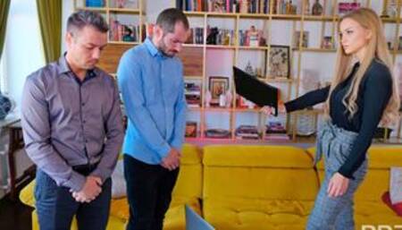 Cute golden teen Loren Strawberry fucked twice on the sofa