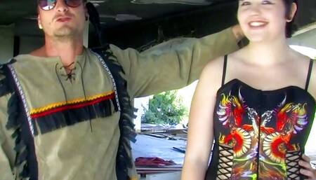 French girls love riding big dicks and eating cum Outdoor on