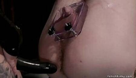 Tied man gets cbt from black hair babe