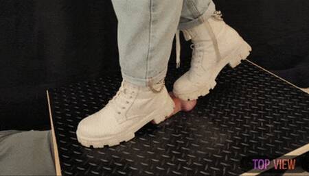 Trampling Cock in White Boots with Tamystarly (Top View) - Bootjob, Ballbusting, CBT, Femdom, Shoejob, Crush, Ball Stomping, Foot Fetish Domination, Footjob, Cock  Board