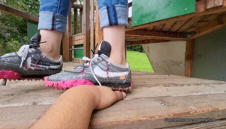 hand trample in cute used Nike Waffleracer off white