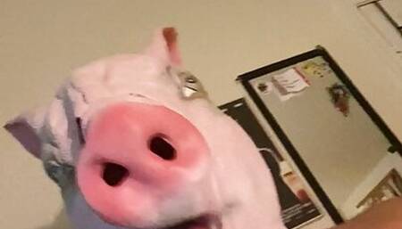 Jerking it in a pig mask