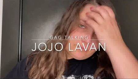 Gag talk with orange bondage tape on my small lips!