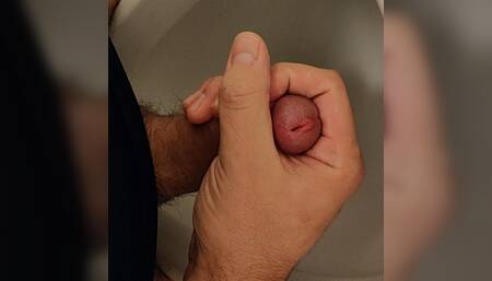 POV Bear RISKY Public Pissing at Workplace and Playing with Piss and Cum EDGING