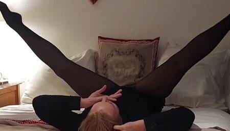 Selena's bed pleasure partially clothed