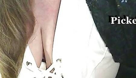 A bit of a tease... Long hair, boobs, and hard nipples