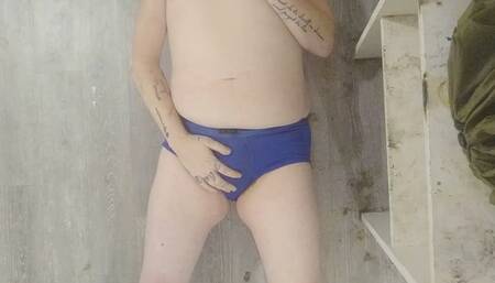 pissing in my blue jock