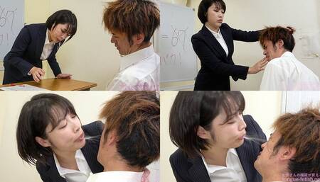 Miki Sunohara - School Teacher Punishes stupid student by Extermely Hard Spitting - 1080p