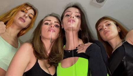 Dominant Foursome Girls Spit On You - Close Up POV Spitting Humiliation (WMV HD 720p)