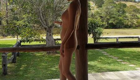 Nylon dildo masturbation in nature