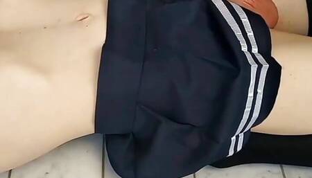 Amateur young college femboy cums