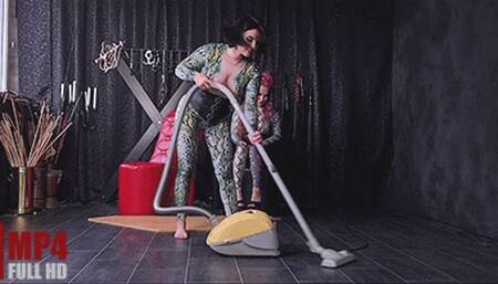 Catsuit Cleaning And Vacuuming (FULL HD) Lady Kat and Lady Olga
