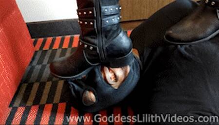 Goddess Lilith tramples her personal gimp
