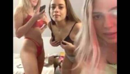 3 hot group of girls teasing on live stream periscope