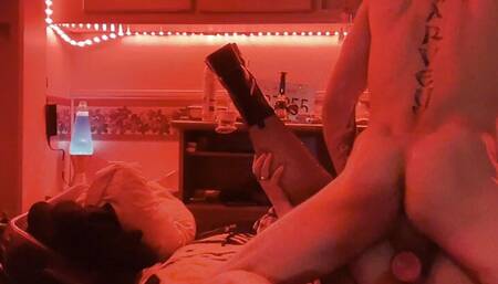 Zenuh Athena gets dildo deep in her ass and a hard dick in her pussy