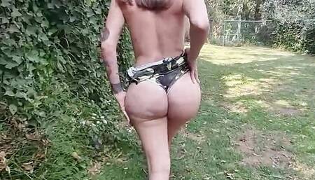 Bootylicious trans fucked outdoor in ass by big black cock