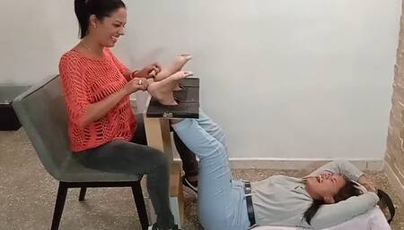 Classic Video: Ninos tickles Jhonaiska's feet in the Stocks