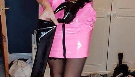 JessicaXD - Pink PVC Dress & Black PVC Gloves