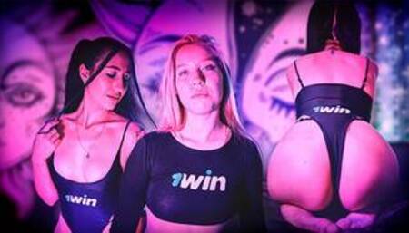 Double Cock Worship by two Bookmaker Girls - Threesome Blowjob - Cumshot Threesome