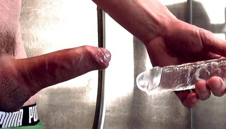boy cums twice while playing with cum lubed dildo