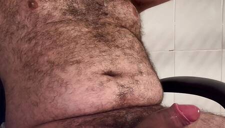 Chunky bear cub wanking solo
