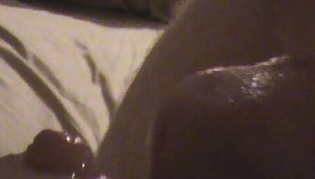 Licking her nipple, dripping pre-cum on her nipple and clit!